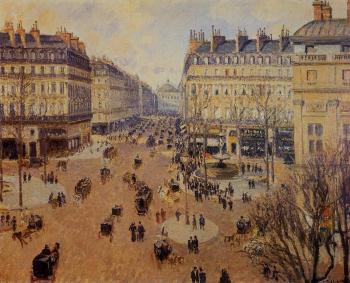 Camille Pissarro : Place du Theatre Francais, Afternoon Sun in Winter